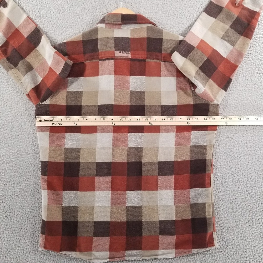 KUHL Shirt Mens Small Red Pixelatr Flannel Outdoor Hiking Plaid Performance - Picture 8 of 16